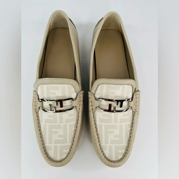 Fendi O'Lock FF Jacquard Logo Driving Leather Shoes UK 10 - US 11 - EU 44